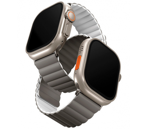 Ремешок Uniq для Apple Watch 49/45/44/42 mm Revix реверсивный магнитный Серый/Белый - баннер 1
