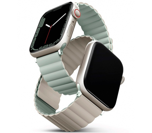 Ремешок Uniq для Apple Watch 49/45/44/42 mm Revix реверсивный магнитный Шалфей/Бежевый - фото 1