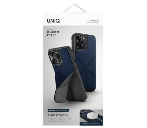 Чехол Uniq для iPhone 15 Pro Max Transforma Синий (MagSafe) - фото 7