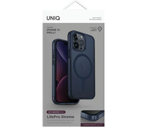 Чехол Uniq для iPhone 15 Pro Lifepro Xtreme AF Дымчатый синий (MagSafe) - фото 7