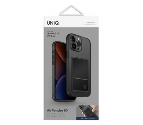 Чехол Uniq для iPhone 15 Pro Max Air Fender ID (cardslot) Серый - фото 6