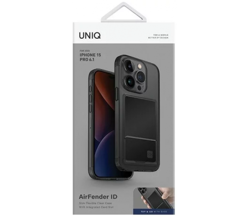 Чехол Uniq для iPhone 15 Pro Air Fender ID (cardslot) Серый - фото 5