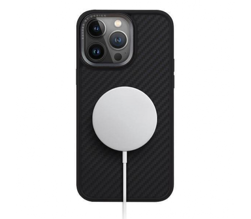 Чехол Uniq для iPhone 15 Pro Max KEVA Kevlar Черный (MagSafe) - фото 6