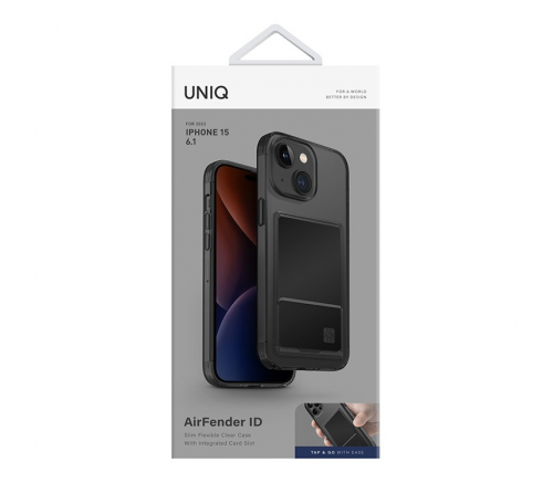 Чехол Uniq для iPhone 15 Air Fender ID (cardslot) Серый - фото 6