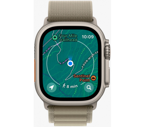 Apple Watch Ultra 2 2023, 49 мм, корпус из титана, ремешок Trail "зеленый/серый" - фото 8