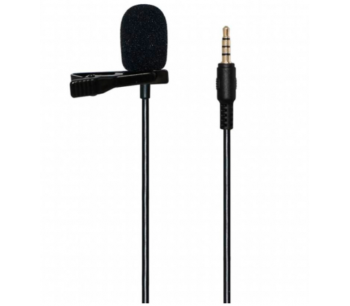 Микрофон проводной петличный для телефона Ritmix RCM-110, 2м, 3.5мм (черный) - фото 1