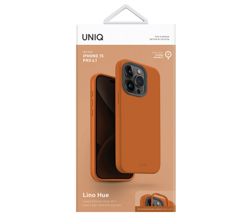 Чехол Uniq для iPhone 15 Pro LINO Апельсин (Magsafe) - фото 5