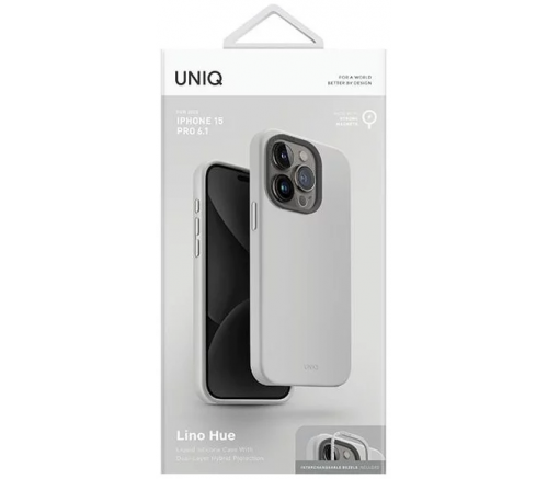 Чехол Uniq для iPhone 15 Pro LINO Мел серый (Magsafe) - фото 7