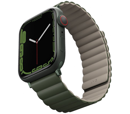 Ремешок Uniq для Apple Watch 49/45/44/42 mm Revix reversible Magnetic Зеленый/Темно-серый - фото 2