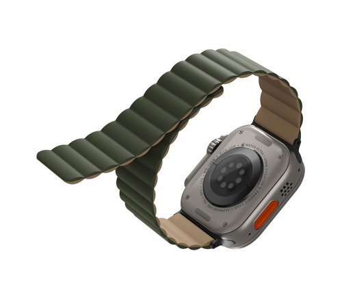 Ремешок Uniq для Apple Watch 49/45/44/42 mm Revix reversible Magnetic Зеленый/Коричневый - фото 2