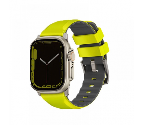 Ремешок Uniq для Apple Watch 49/45/44/42 mm ремешок Linus Airosoft silicone strap Лаймово-зеленый - фото 2
