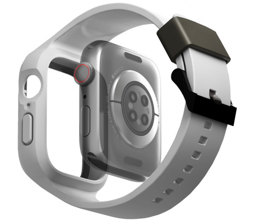 Ремешок Uniq для Apple Watch 45/44 mm чехол+ремень Monos 2-in-1 чехол+ремешок серый - фото 2