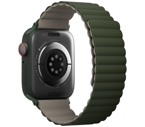 Ремешок Uniq для Apple Watch 49/45/44/42 mm Revix reversible Magnetic Зеленый/Темно-серый - фото 3
