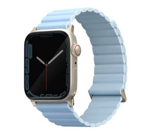 Ремешок Uniq для Apple Watch 41/40/38 mm ремешок Revix Premium Ed. Кожа/Силикон Арктика/Мягкий синий - фото 2