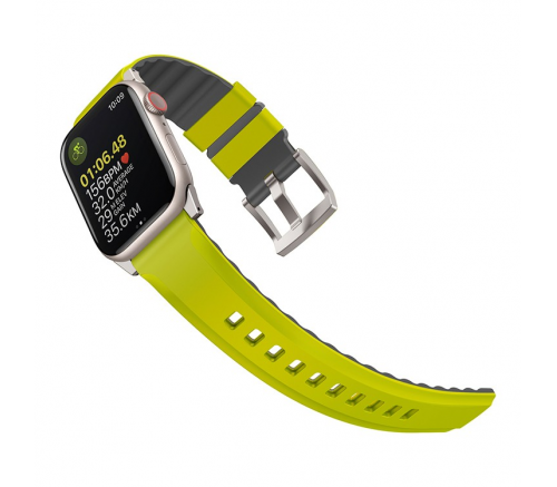 Ремешок Uniq для Apple Watch 49/45/44/42 mm ремешок Linus Airosoft silicone strap Лаймово-зеленый - фото 3
