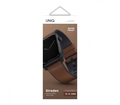 Ремешок Uniq для Apple Watch 49/45/44/42 mm Straden Waterproof Кожа/Силикон Коричневый - фото 4