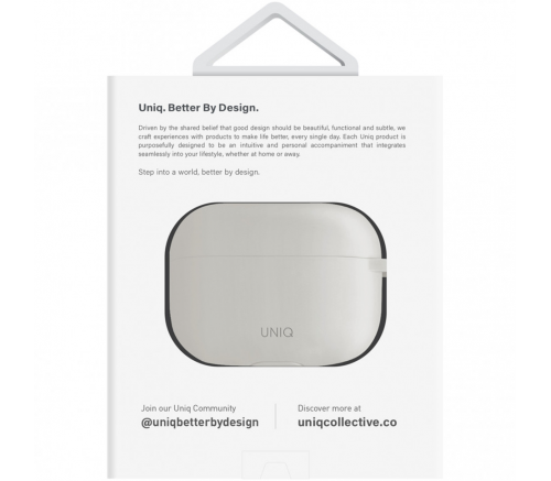 Чехол силиконовый Uniq для Airpods Pro 2 чехол Vencer Силиконовый чехол + карабин и ремешок серый - фото 5