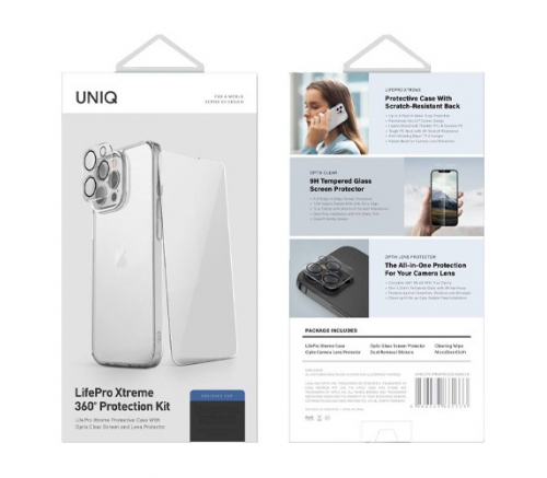 Чехол Uniq для iPhone 14 Pro набор Bundle 360 Clear (Lifepro Xtreme +Optix glass +Camera lens) - фото 5