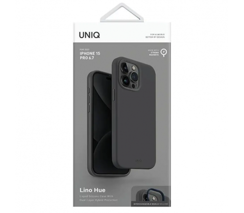 Чехол Uniq для iPhone 15 Pro Max LINO Серый (Magsafe) - фото 6