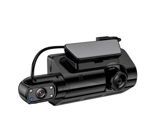 Авторегистратор Hoco DI07, дисплей 3", 2 камеры, 120°, 200мАч, MicroSD до 32Гб (черный) - фото 1