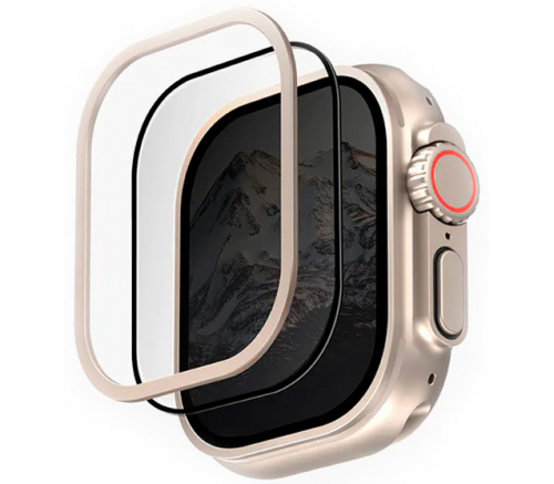 Защитное стело Uniq стекло для Apple Watch Ultra 49 mm OPTIX DUO PRO Anti-reflective Glass + Stainless steel frame - фото 1