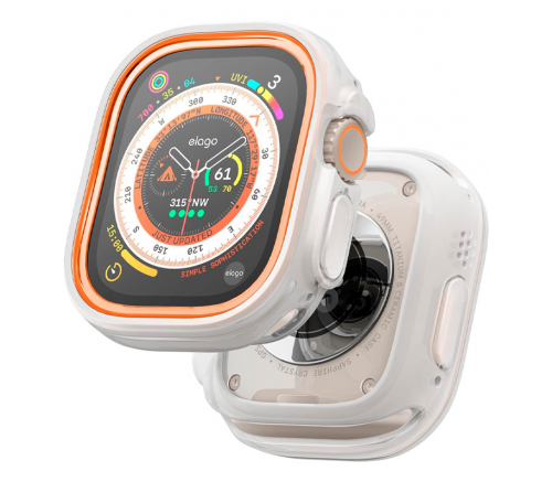 Ремешок Elago для Apple Watch Ultra 49 mm чехол DUO case Прозрачный/Оранжевый - фото 1