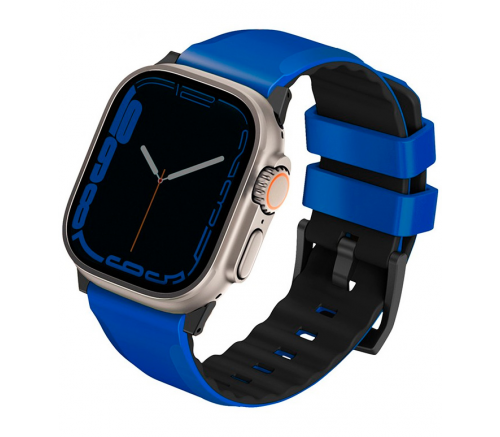Ремешок Uniq для Apple Watch 49/45/44/42 mm ремешок Linus Airosoft silicone strap Гоночный синий - фото 1
