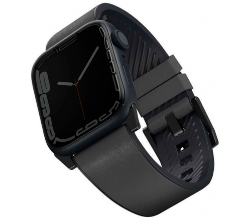 Ремешок Uniq для Apple Watch 49/45/44/42 mm Straden Waterproof Кожа/Силикон Серый - фото 1