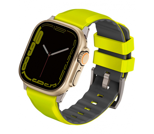 Ремешок Uniq для Apple Watch 49/45/44/42 mm ремешок Linus Airosoft silicone strap Лаймово-зеленый - фото 1