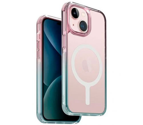 Чехол Uniq для iPhone 15 Combat DUO Синий/Розовый (MagSafe) - фото 1