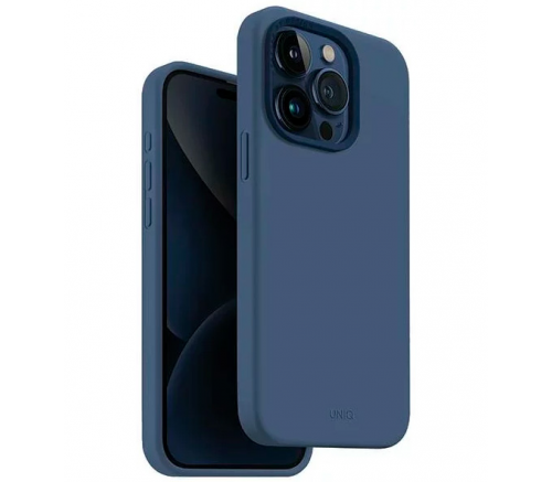 Чехол Uniq для iPhone 15 Pro LINO Синий (Magsafe) - фото 1
