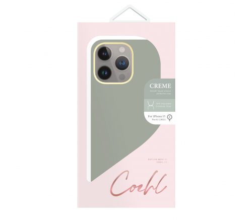 Чехол Uniq для iPhone 15 Pro COEHL CREME Liquid silicone с ремешком цвета Мягкий шалфей (MagSafe) - фото 4