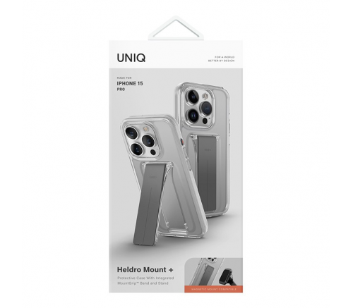 Чехол Uniq для iPhone 15 Pro Heldro Mount с прозрачной подставкой - фото 7