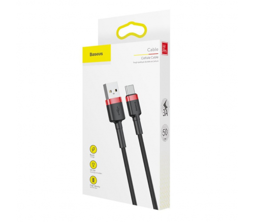 Кабель Baseus cafule Cable USB For Type-C 3A 0.5m Red+Black - фото 5