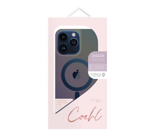 Чехол Uniq для iPhone 15 Pro Max COEHL Dazze Лазурный Синий (MagSafe) - фото 3