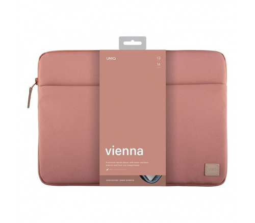 Чехол Uniq для ноутбуков 14" Vienna RPET fabric Laptop sleeve (ShockSorb), Персиково-розовый - фото 3
