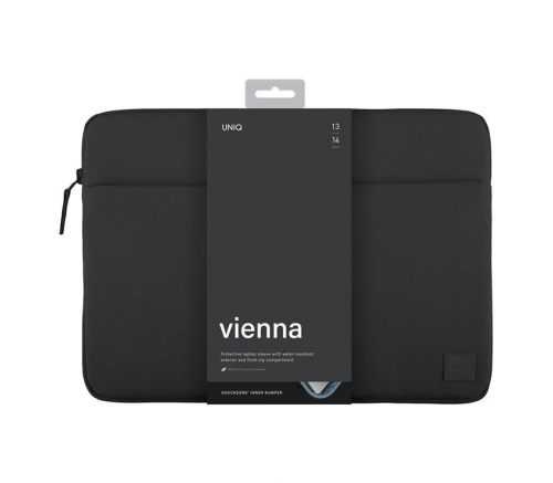 Чехол Uniq для ноутбуков 14" Vienna RPET fabric Laptop sleeve (ShockSorb), Полуночный черный - фото 3