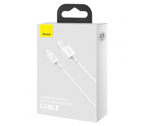 Кабель Baseus Superior Series Fast Charging Data Cable USB to iP 2.4A 0.25m White - фото 5