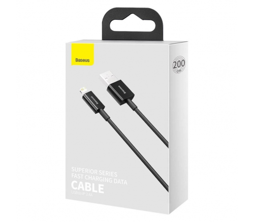 Кабель Baseus Superior Series Fast Charging Data Cable USB to iP 2.4A 2m Black - фото 5