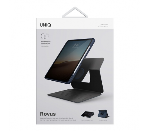 Чехол Uniq для iPad Pro 11 (2022/21) / Air 10.9 (2022/20) ROVUS Magnetic 360 Rotating Detachable синий - фото 6