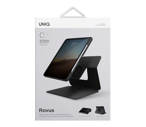 Чехол Uniq для iPad Pro 11 (2022/21) / Air 10.9 (2022/20) ROVUS Magnetic 360 Rotating Detachable черный - фото 6