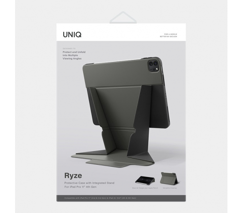 Чехол Uniq для iPad Pro 11 (2022/21) / Air 10.9 (2022/20) RYZE Multi-angle case Лишайник зеленый - фото 6
