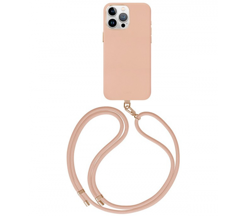 Чехол Uniq для iPhone 15 Pro COEHL MUSE Leatherette с ремешком Дасти телесный (MagSafe) - фото 1