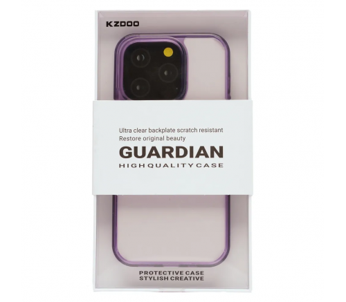 Чехол-накладка K-Doo Guardian для iPhone 14 Pro, полиуретан (TPU), противоударный, прозрачный / фиолетовый - фото 4