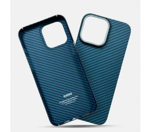 Чехол накладка K-Doo Keivlar для iPhone 15 Pro Max, черный - синий - фото 3