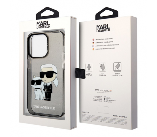 Чехол Lagerfeld для iPhone 15 Pro PC/TPU NFT Karl & Choupette Hard Блеск Черный - фото 5