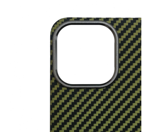 Чехол накладка K-Doo Keivlar для iPhone 14 Pro, черный - зеленый - фото 4