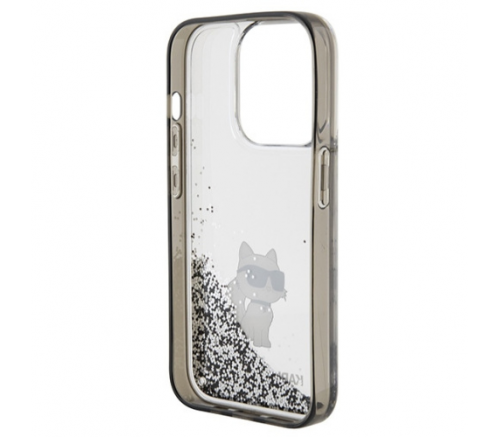 Чехол Lagerfeld для iPhone 15 Pro Max Liquid Glitter NFT Choupette Hard Прозрачный/черный - фото 5