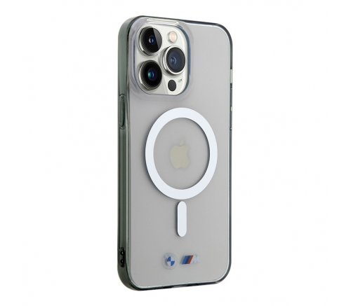 Чехол BMW для iPhone 15 Pro M-Collection PC/TPU Серебряное кольцо жесткое прозрачное (MagSafe) - фото 2