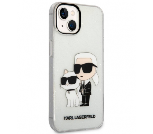 Чехол Lagerfeld для iPhone 15 PC/TPU NFT Karl & Choupette Hard Glitter Прозрачный - фото 1